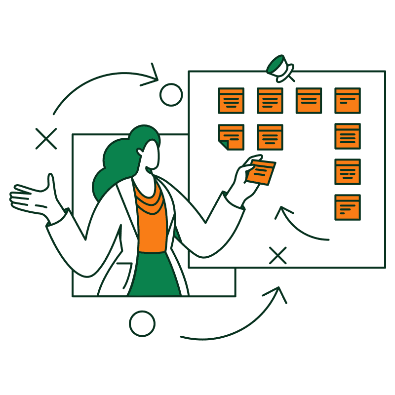 Two people working at desks in a bright, plant-filled office.