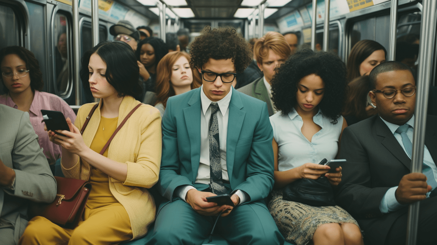 Commuters on a subway