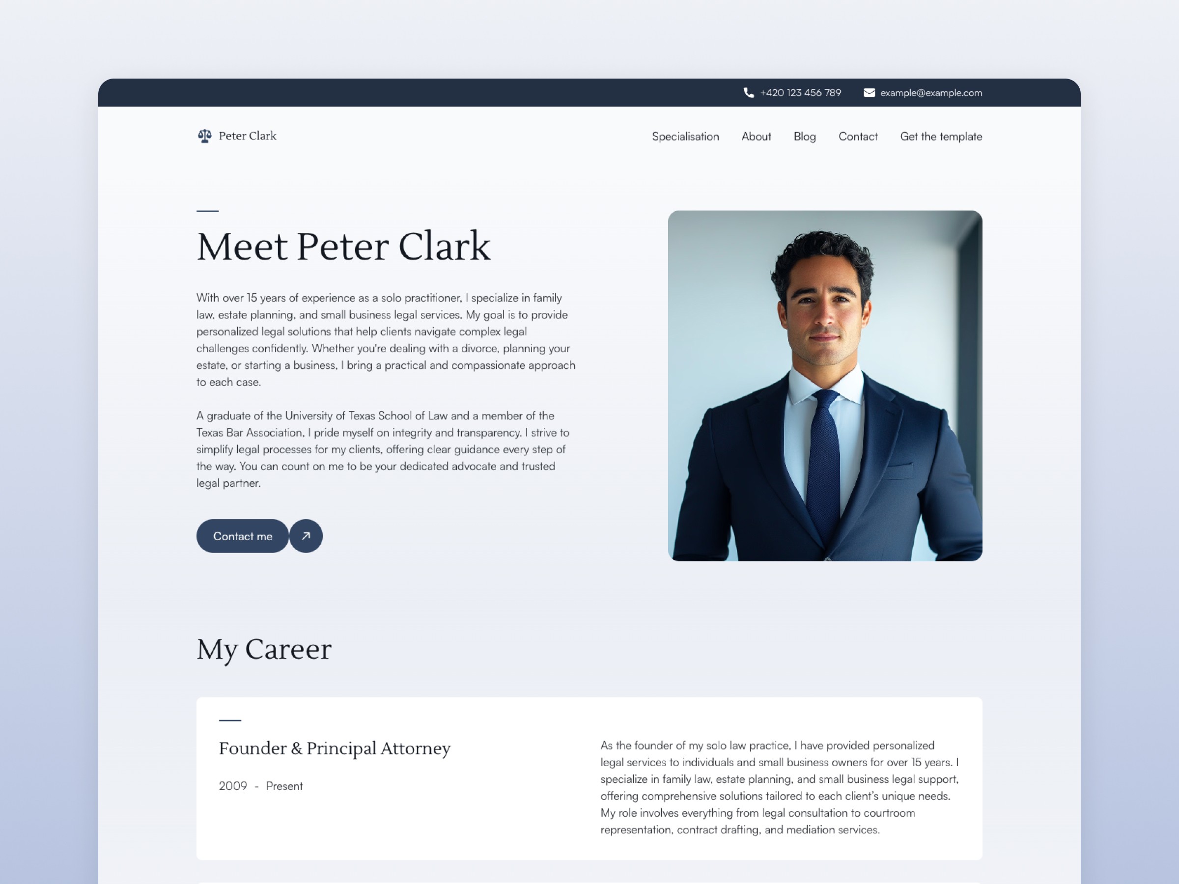 About Page Minimal Lawyer Website