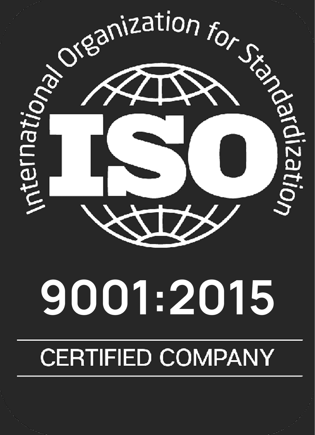 Image shows ISO 9001:2015 badge