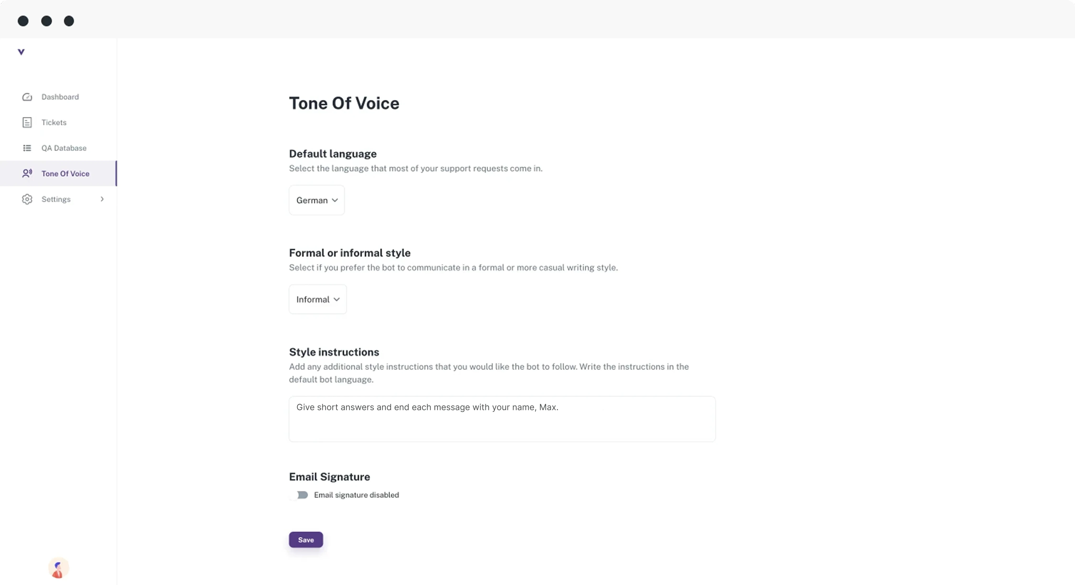 Character Settings AI Chatbot for eCommerce