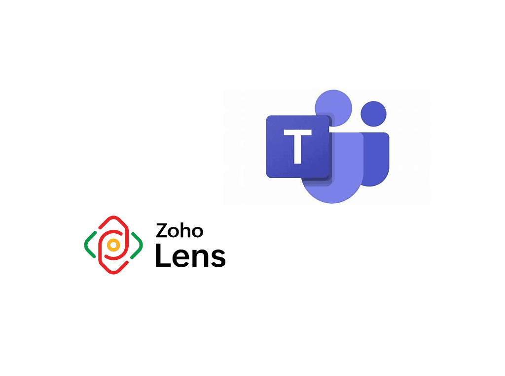 A photo of the Zoho lens logo and the Microsoft Teams logo