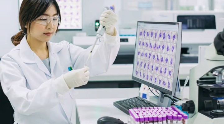 doctor in lab testing samples