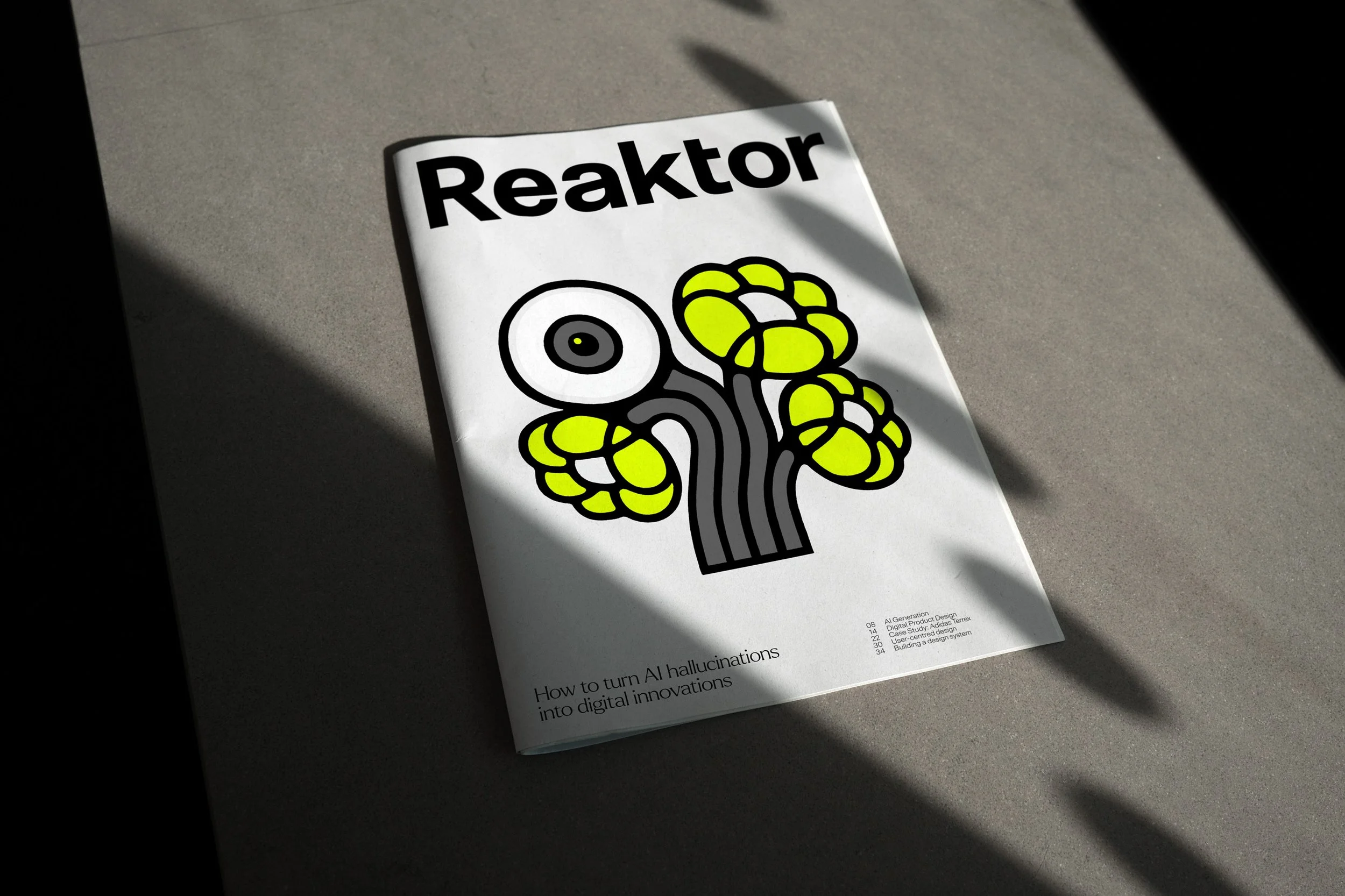 Illustrative magazine cover for Reaktor, a global design and technology consultancy.
