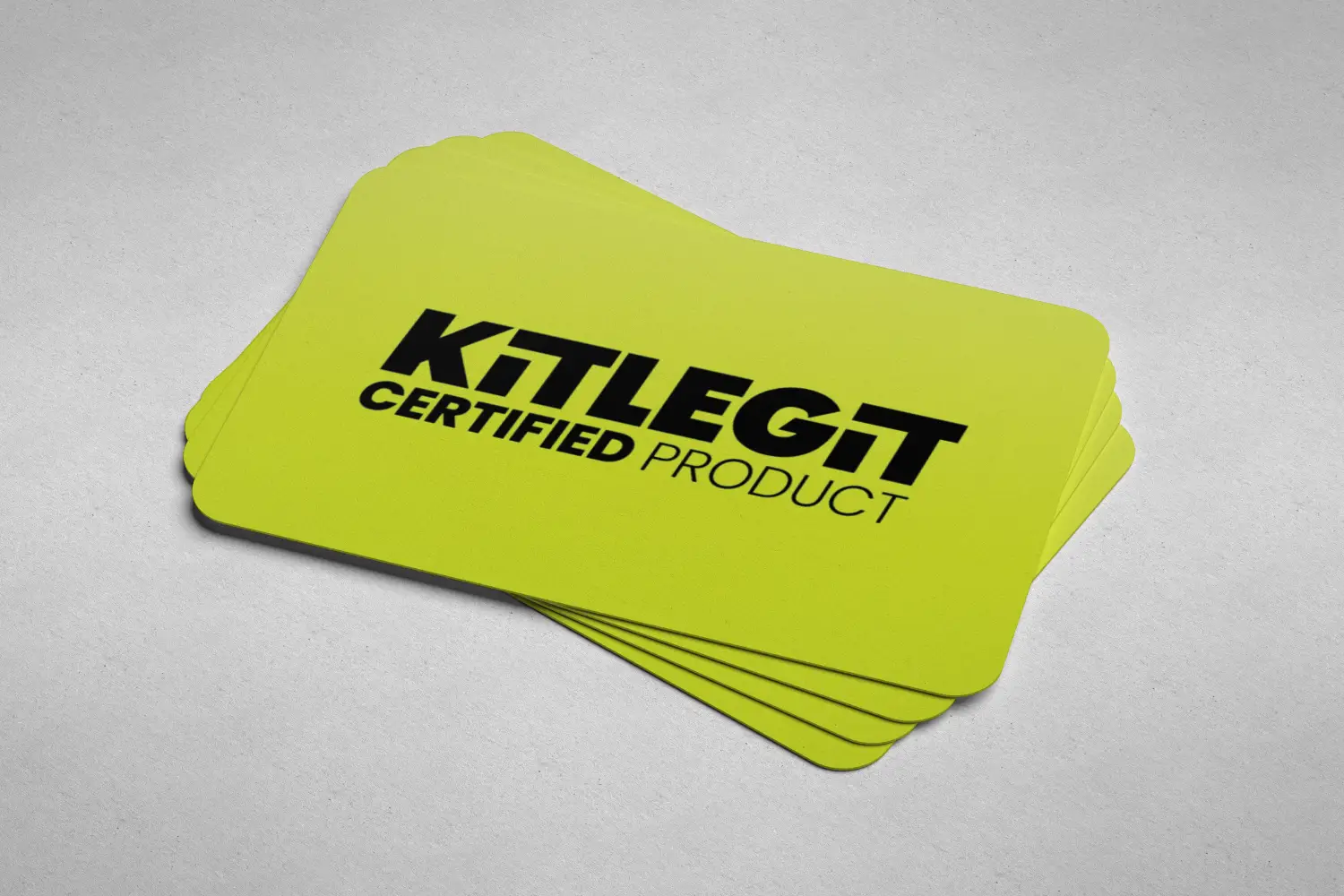 KitLegit authenticity card for certified sellers lying on table