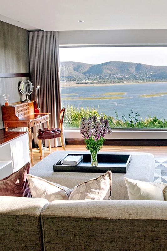 Views of the Knysna estuary and lagoon from the Diamond Suite at Kanonkop House, Knysna, Garden Route, Western Cape, South Africa.