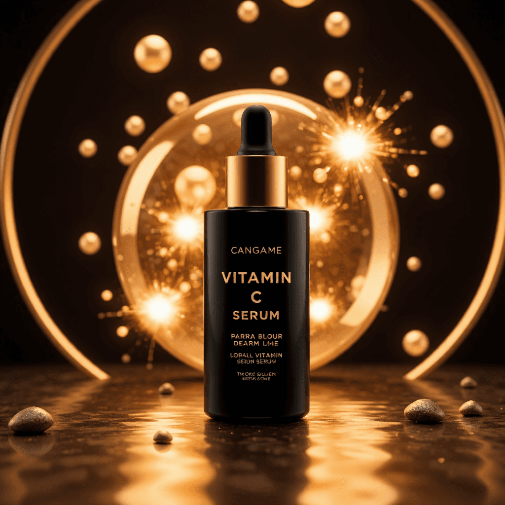 product photography of bottle of vitamin C serum