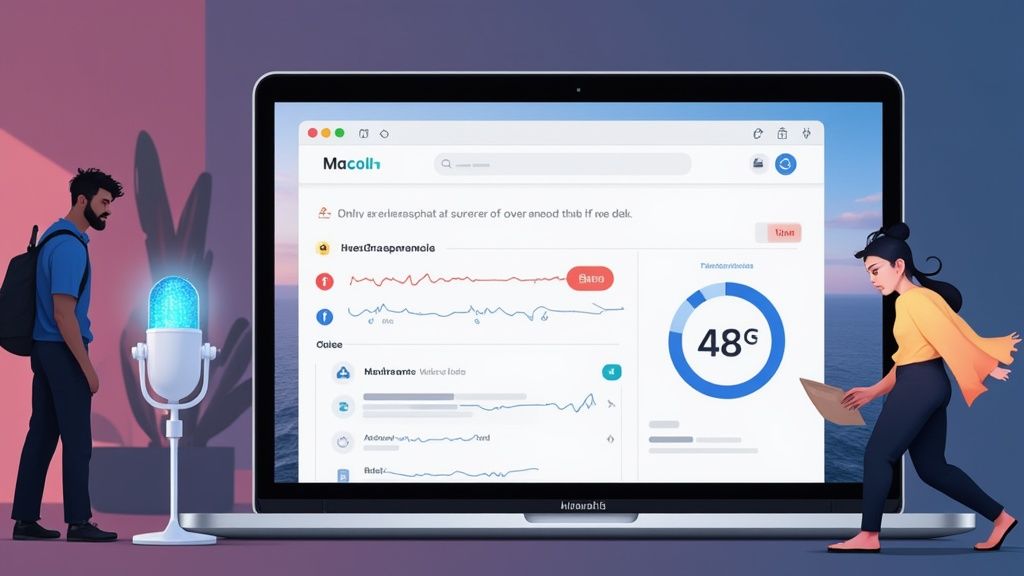 MurmurType dictation app interface on a MacBook screen
