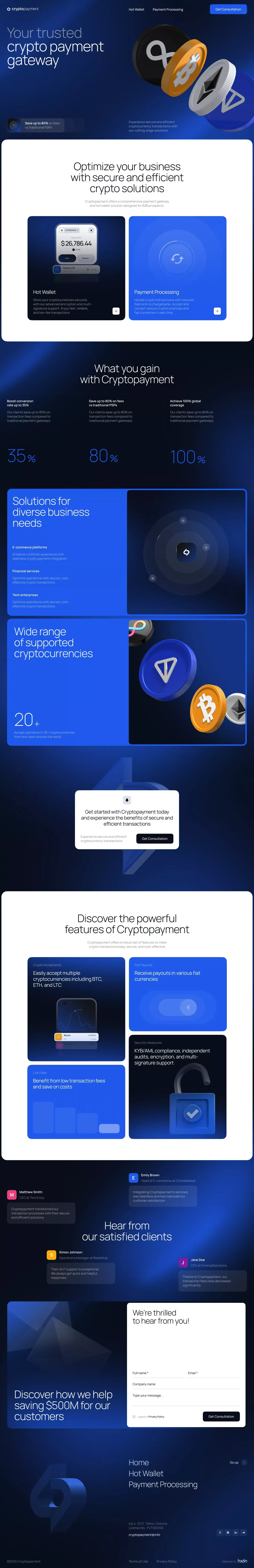 Crypto Payment Processor & Solutions: Ac landing page screenshot showcasing Finance and NFT / Crypto / Web3 design