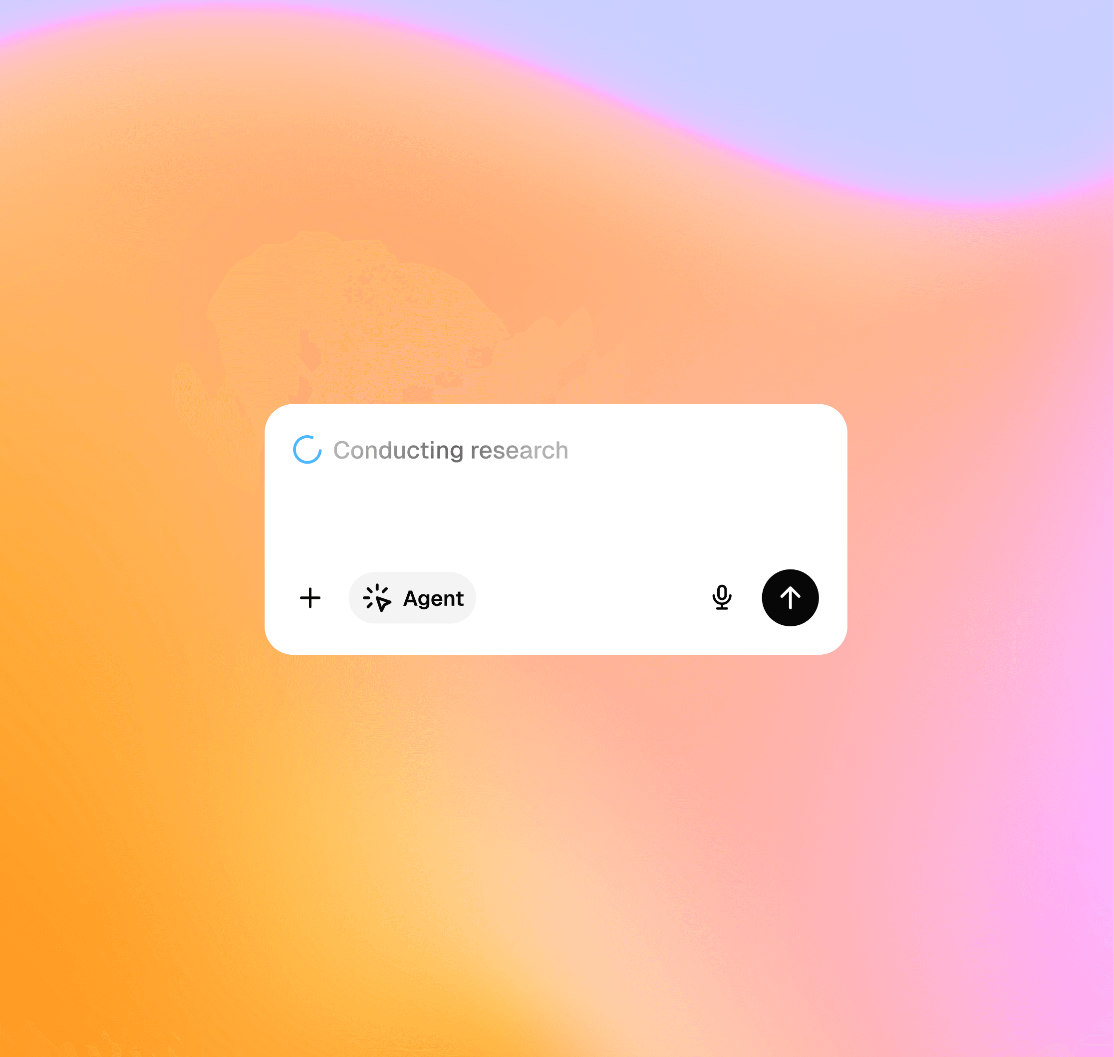A clean software interface showing an AI agent prompt component on a blue gradient background.