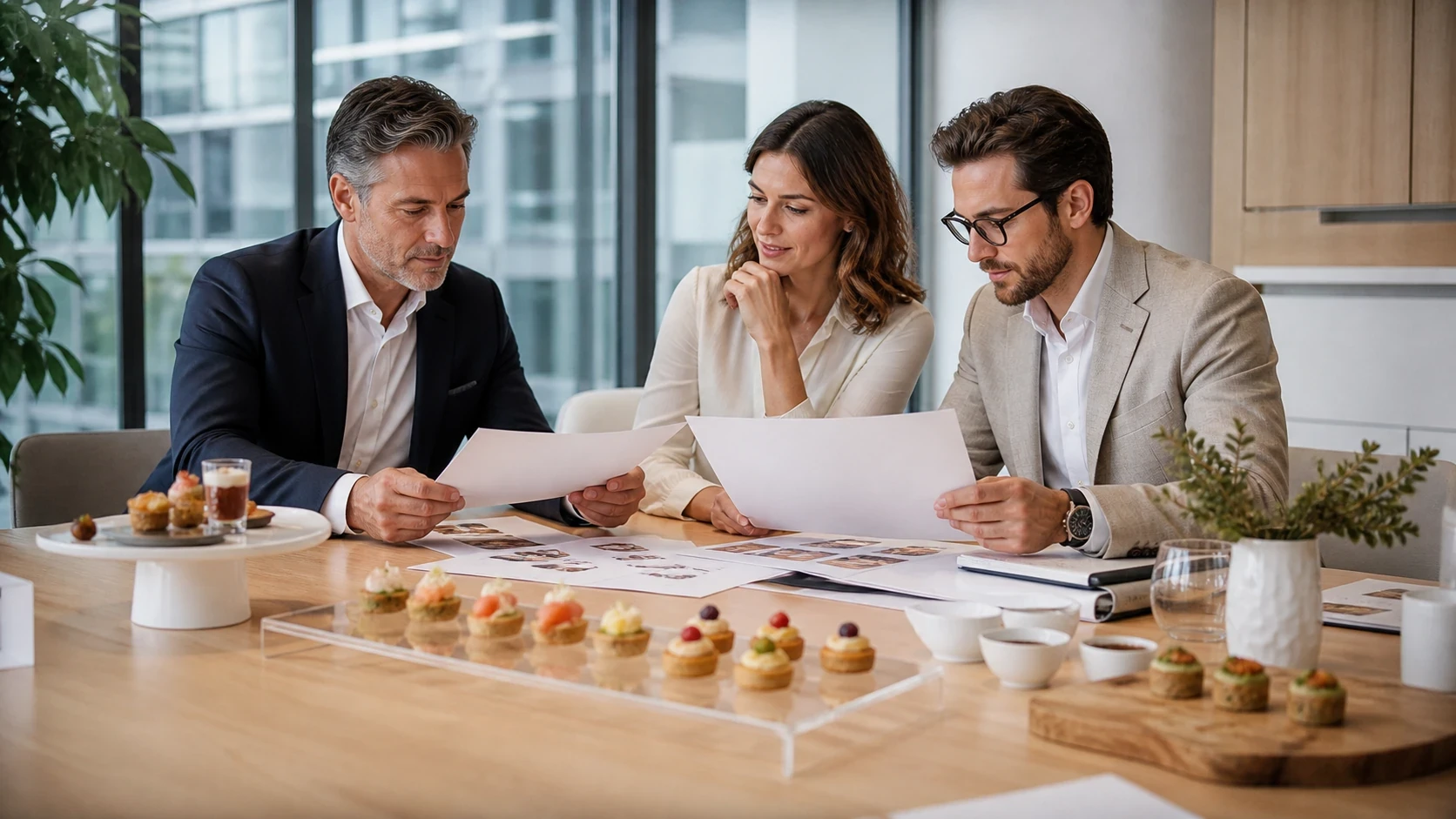 Análise de propostas de catering em reunião corporativa