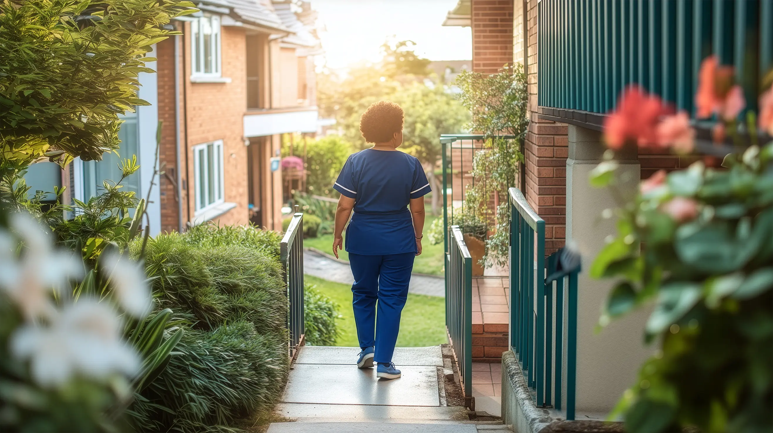 Female Newcross nurse leaving a clients home