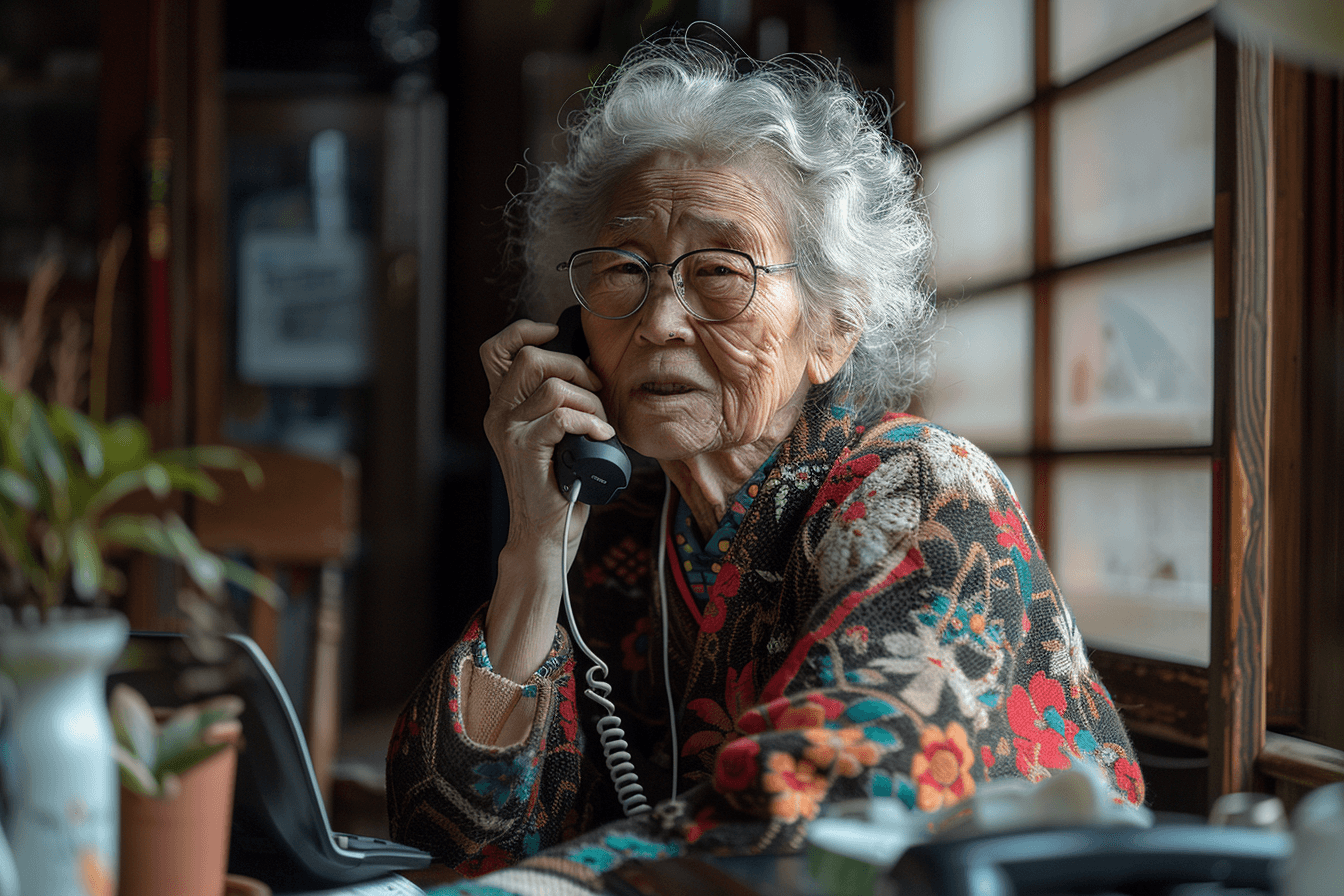 a senior on an intake call with a home care agency