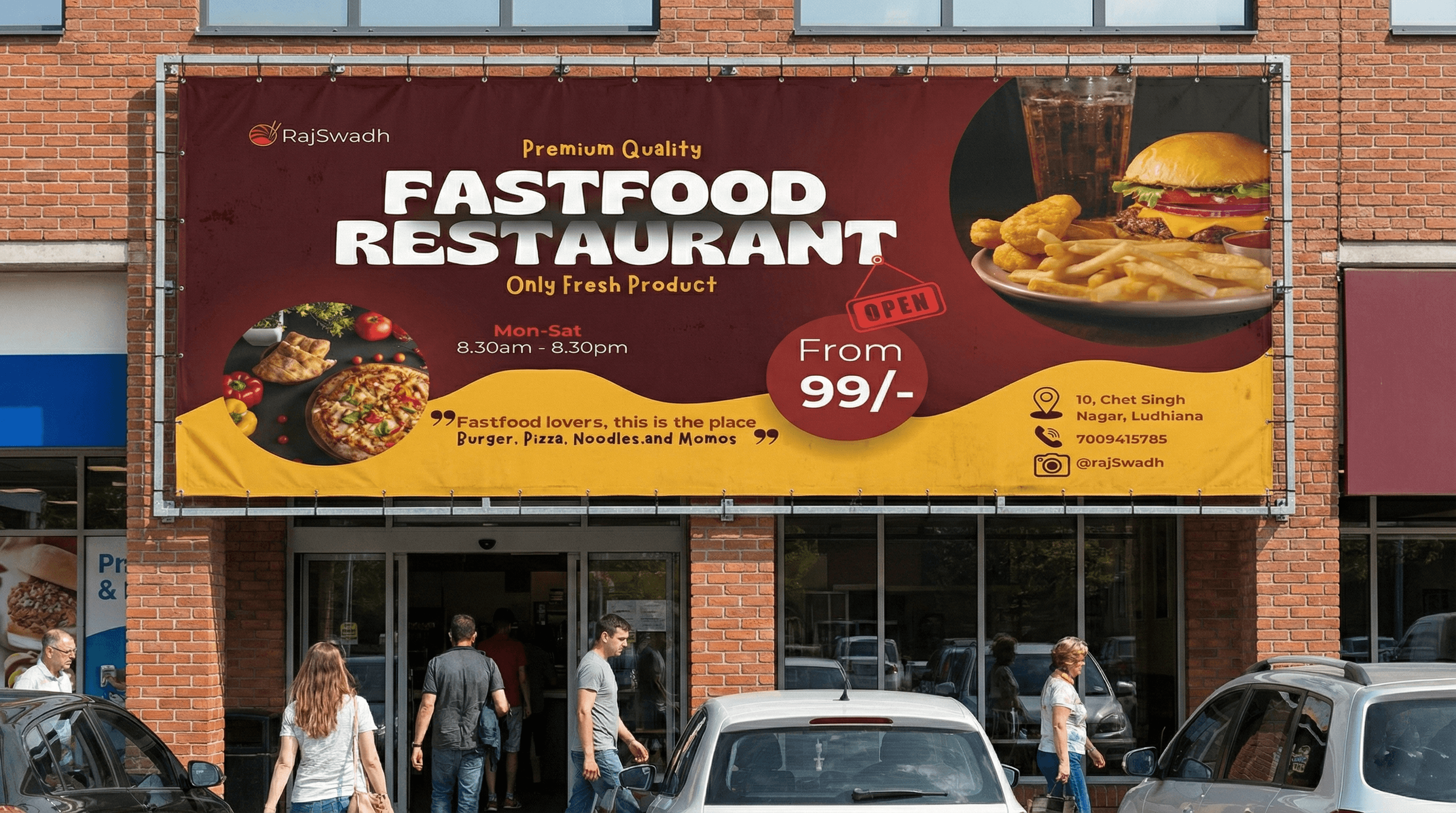 RajSwadh Fast Food: Large-Scale Exterior Billboard Branding