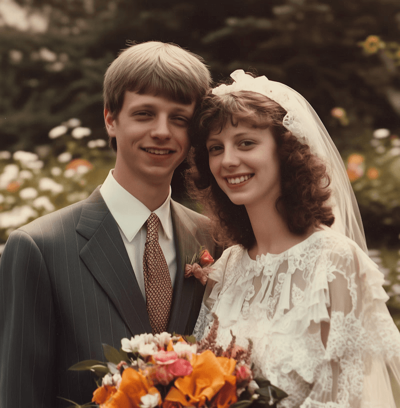 Two pairs of multi-colored athletic sneakers displayed on a blue block.