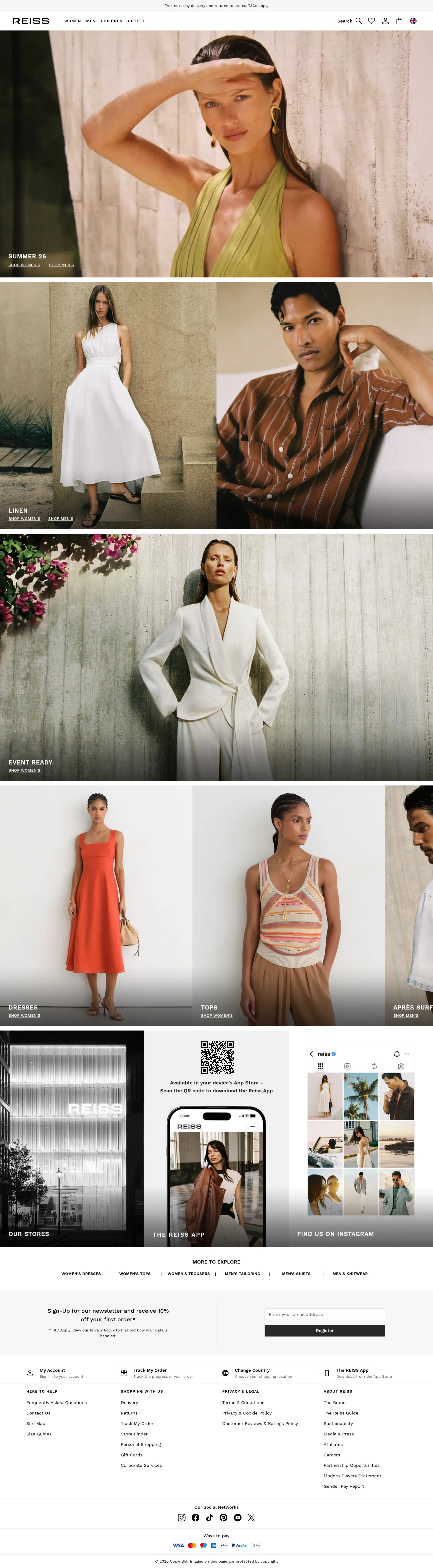 Reiss ecommerce page screenshot showcasing Ecommerce and Fashion design