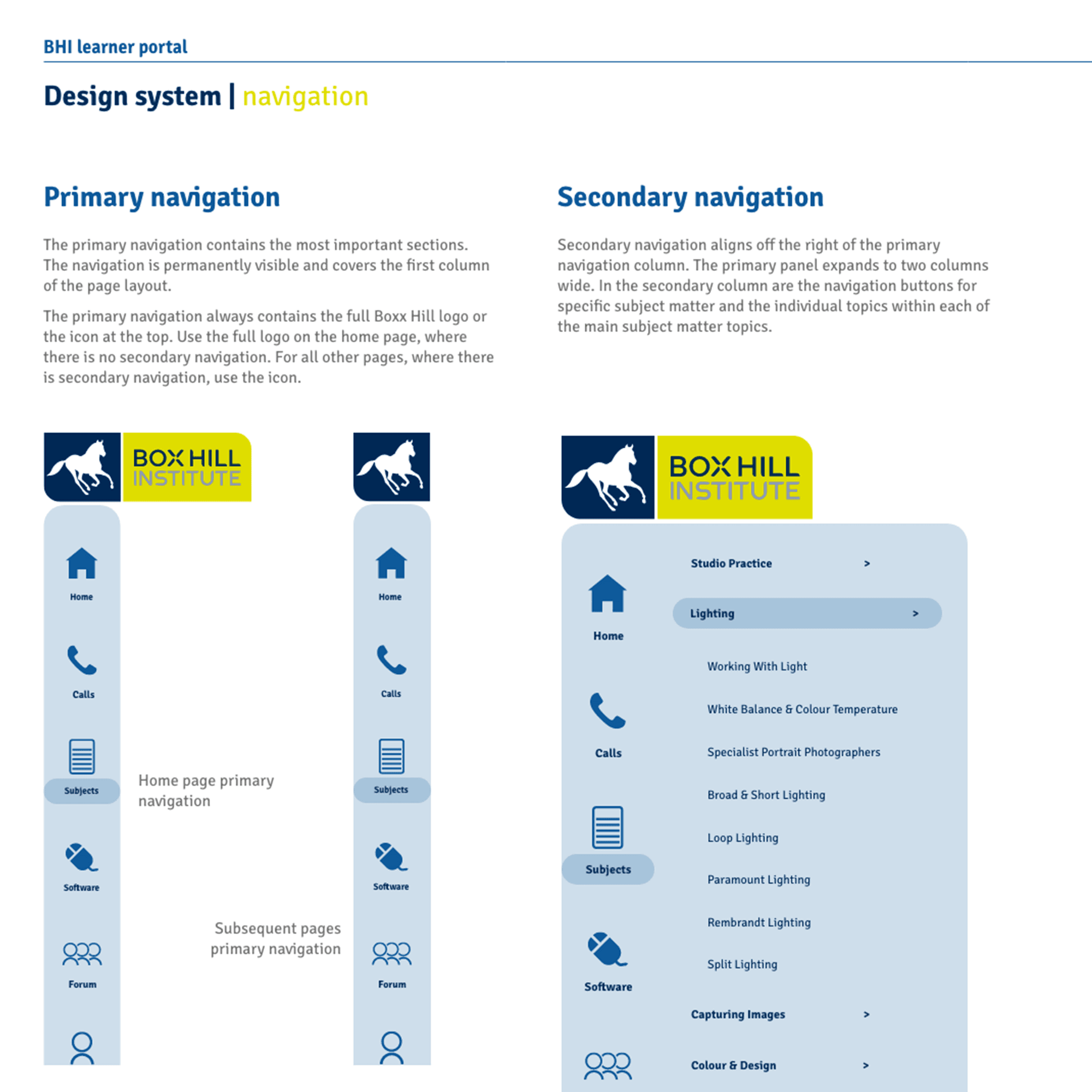 Image of navigation usage guidelines
