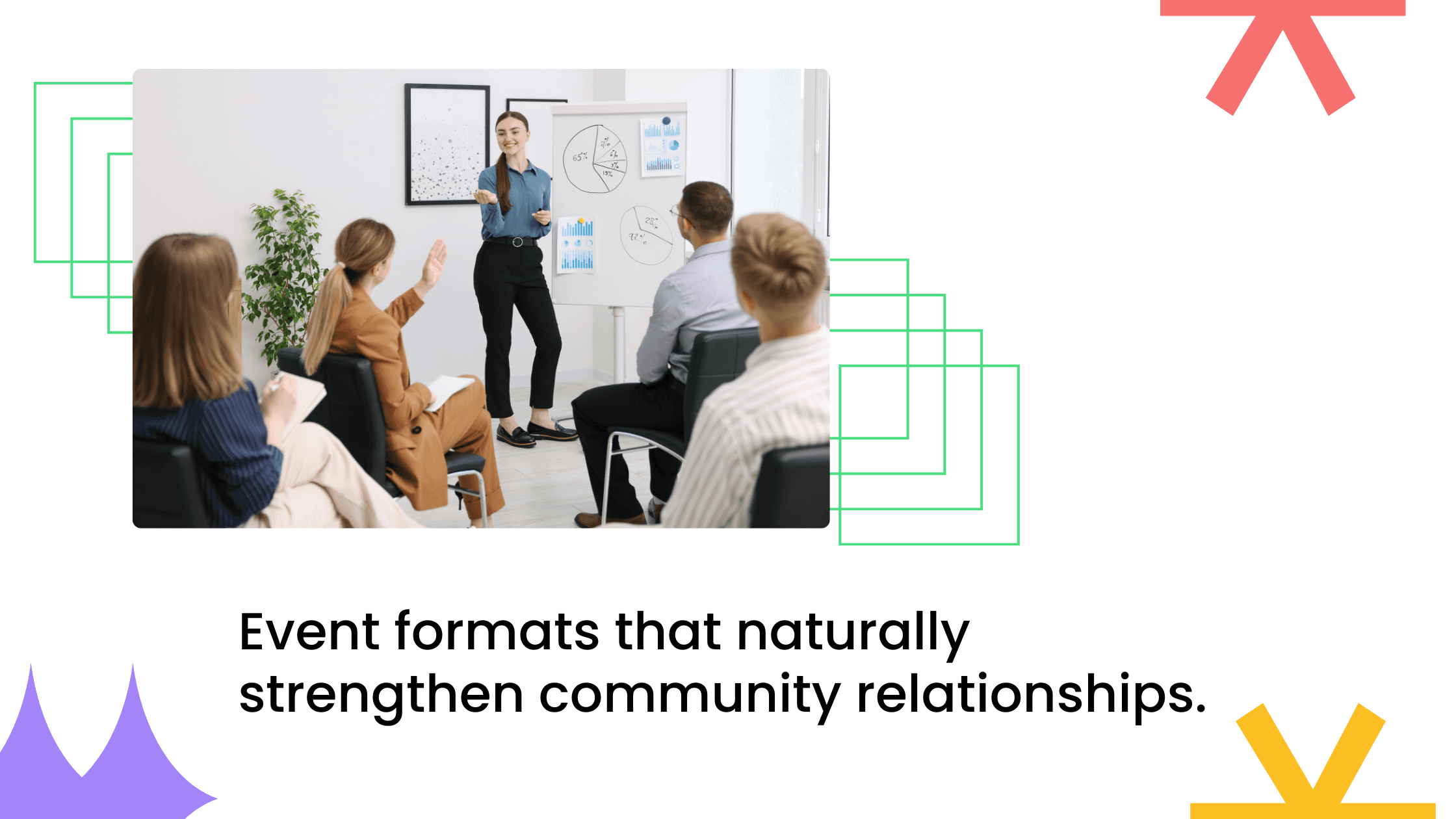 Coach presenting to members in a small workshop, illustrating event formats that strengthen relationships in coaching communities.