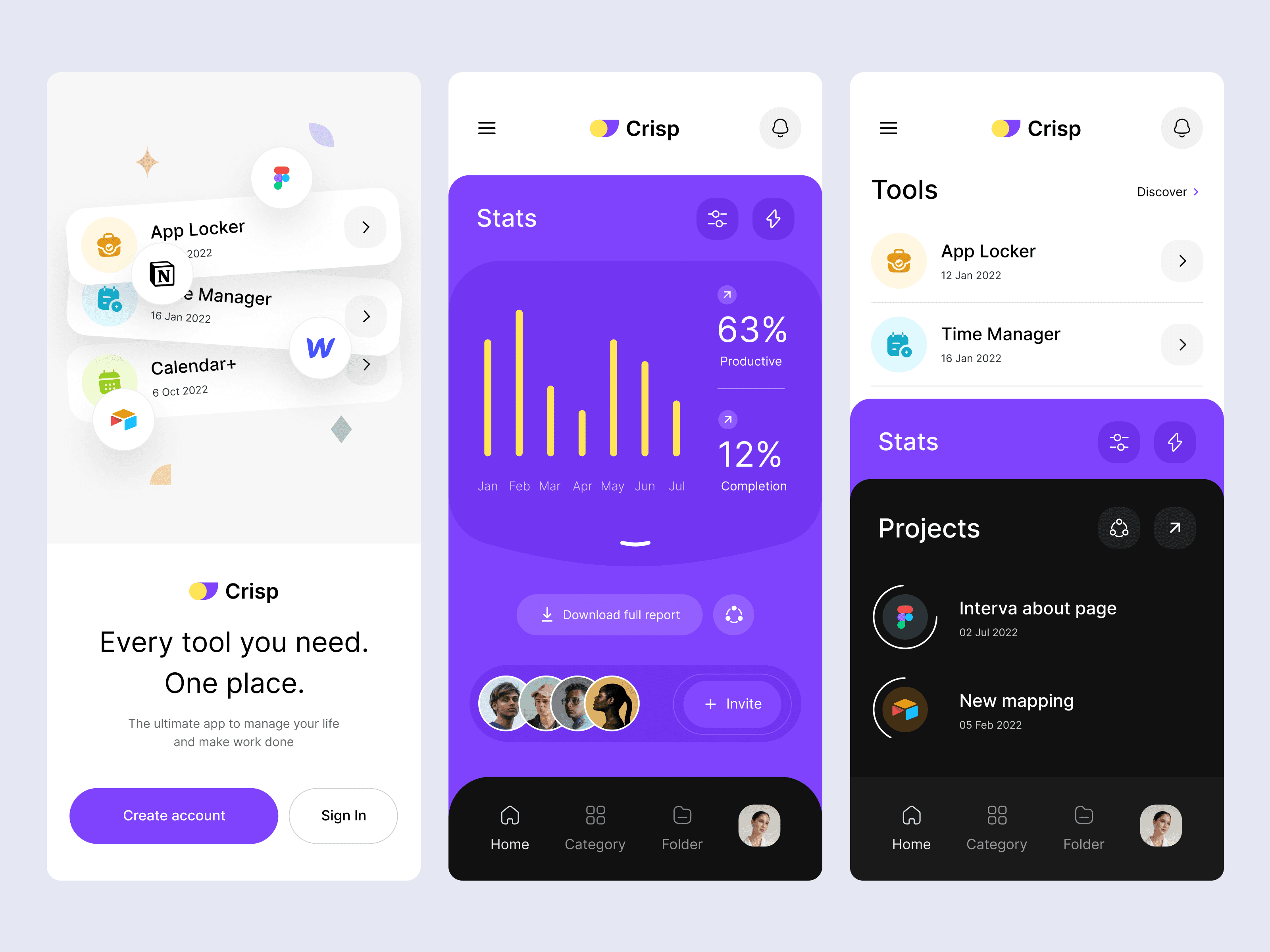 SAAS mobile app UI