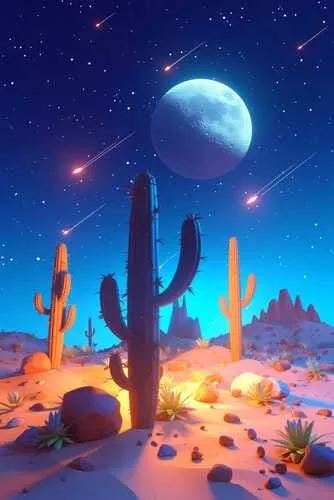 3D cartoon night sky