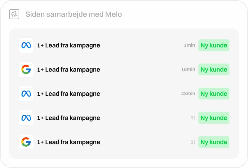 Illustration af leadgenerering fra annoncerings kampagner lavet af Melo Studio til en kunde