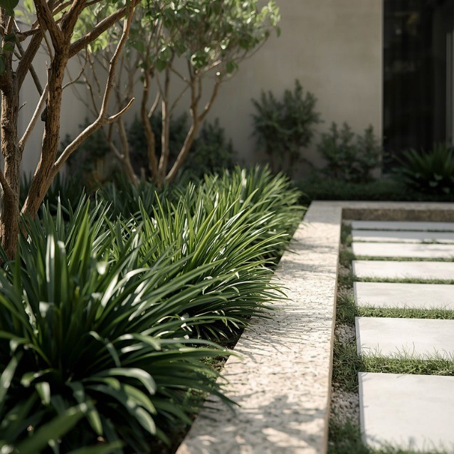 Beautiful landscaped garden with greenery and outdoor design elements.