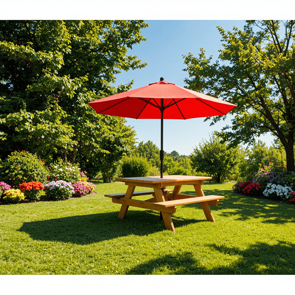 product photography of picnic table