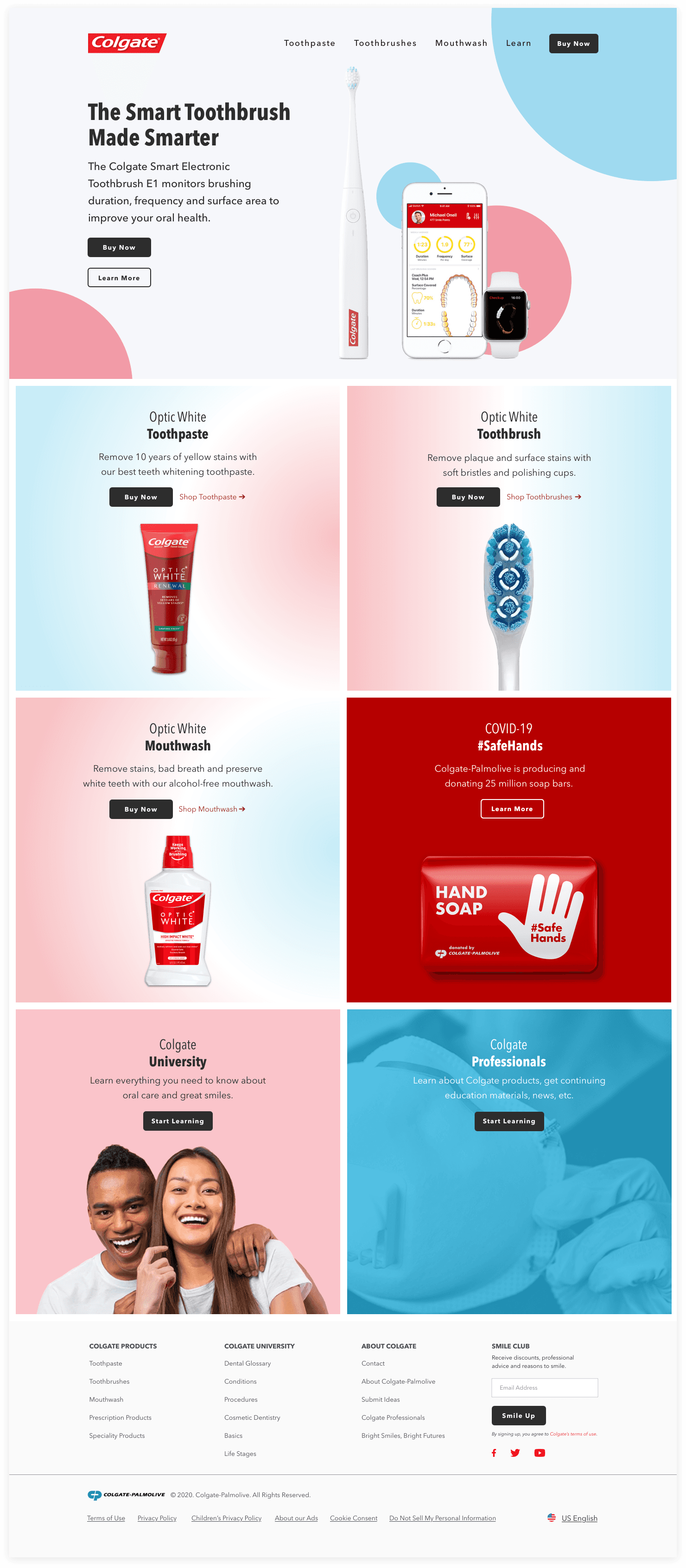 Completed Colgate homepage redesign