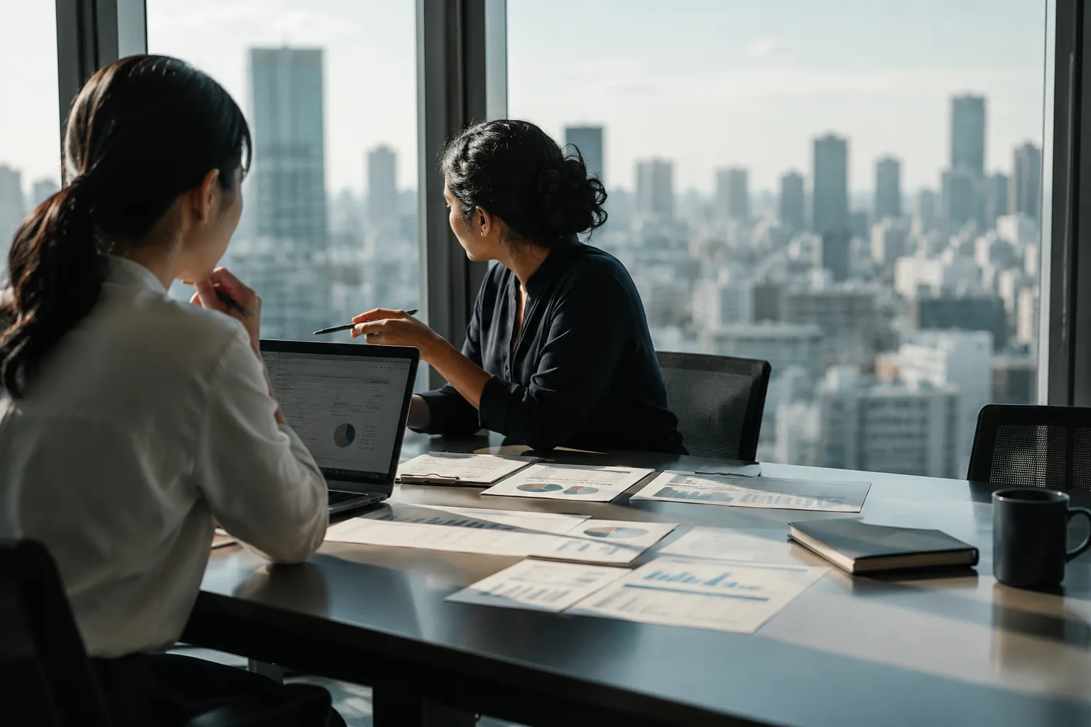 east-asian-and-south-asian-women-planning-in-office