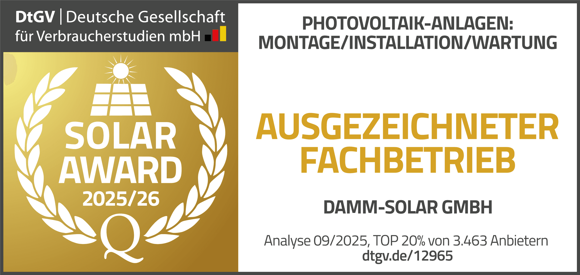 Zertifikat damm-solar GmbH