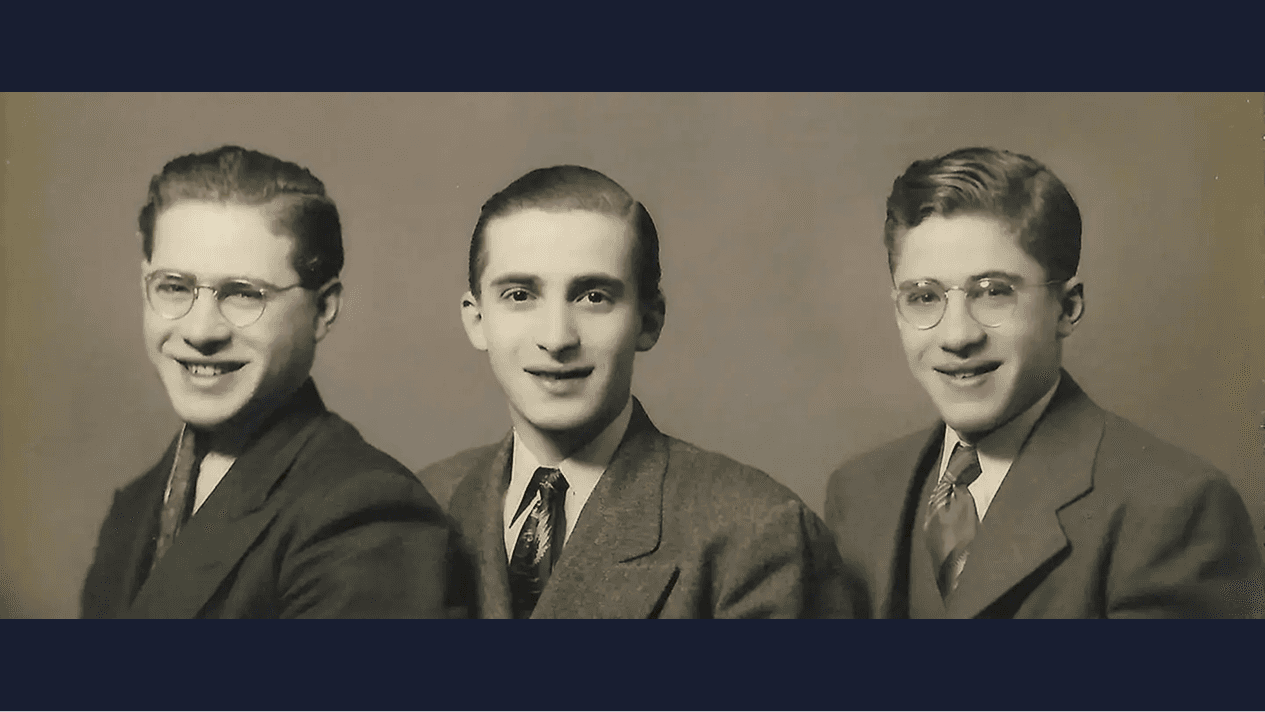 The Elsie’s Boys author’s father and his two brothers, from left, Ted, Elliot and Stanley Manheim, circa 1940. Photo courtesy of M.R. Manheim.
