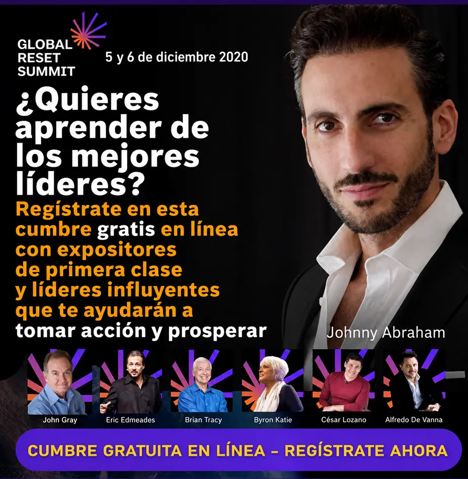 Cartel del Global Reset Summit con Johnny Abraham.