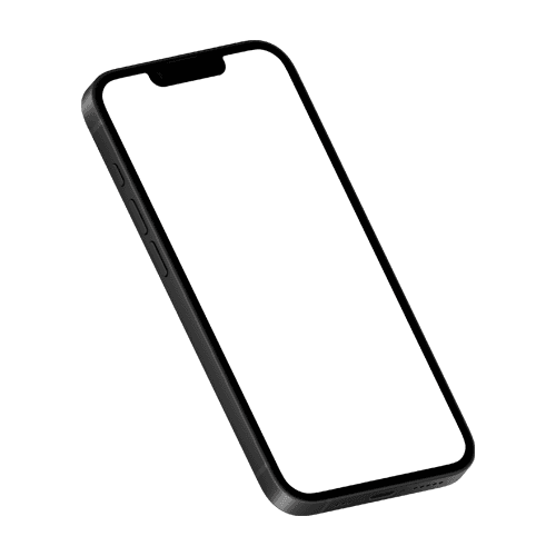 Black iPhone 16e mockup upper right view