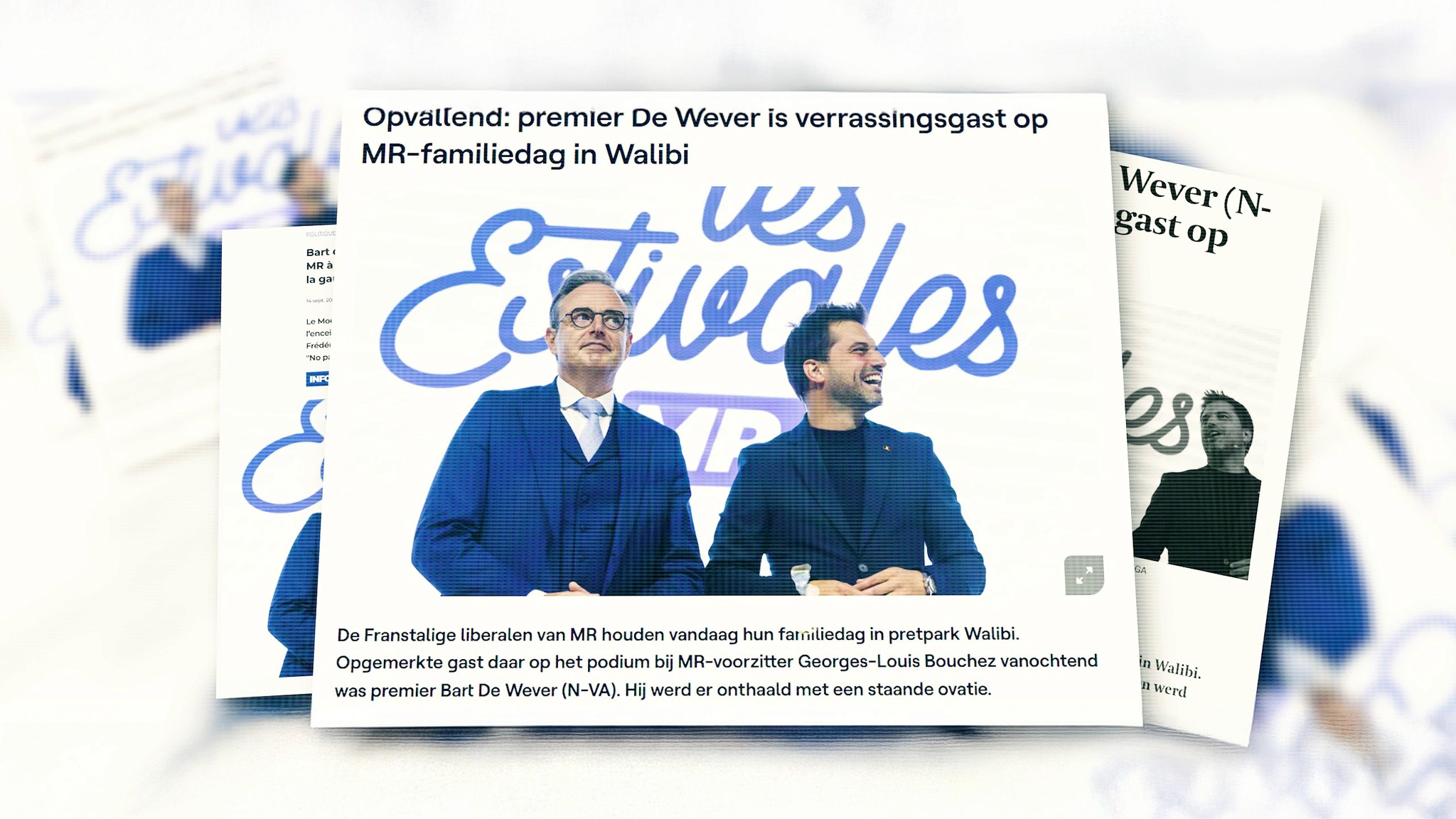 Bart de Weber et Georges-Louis Bouches en première page d'un article de presse flamand lors des Estivales à Walibi