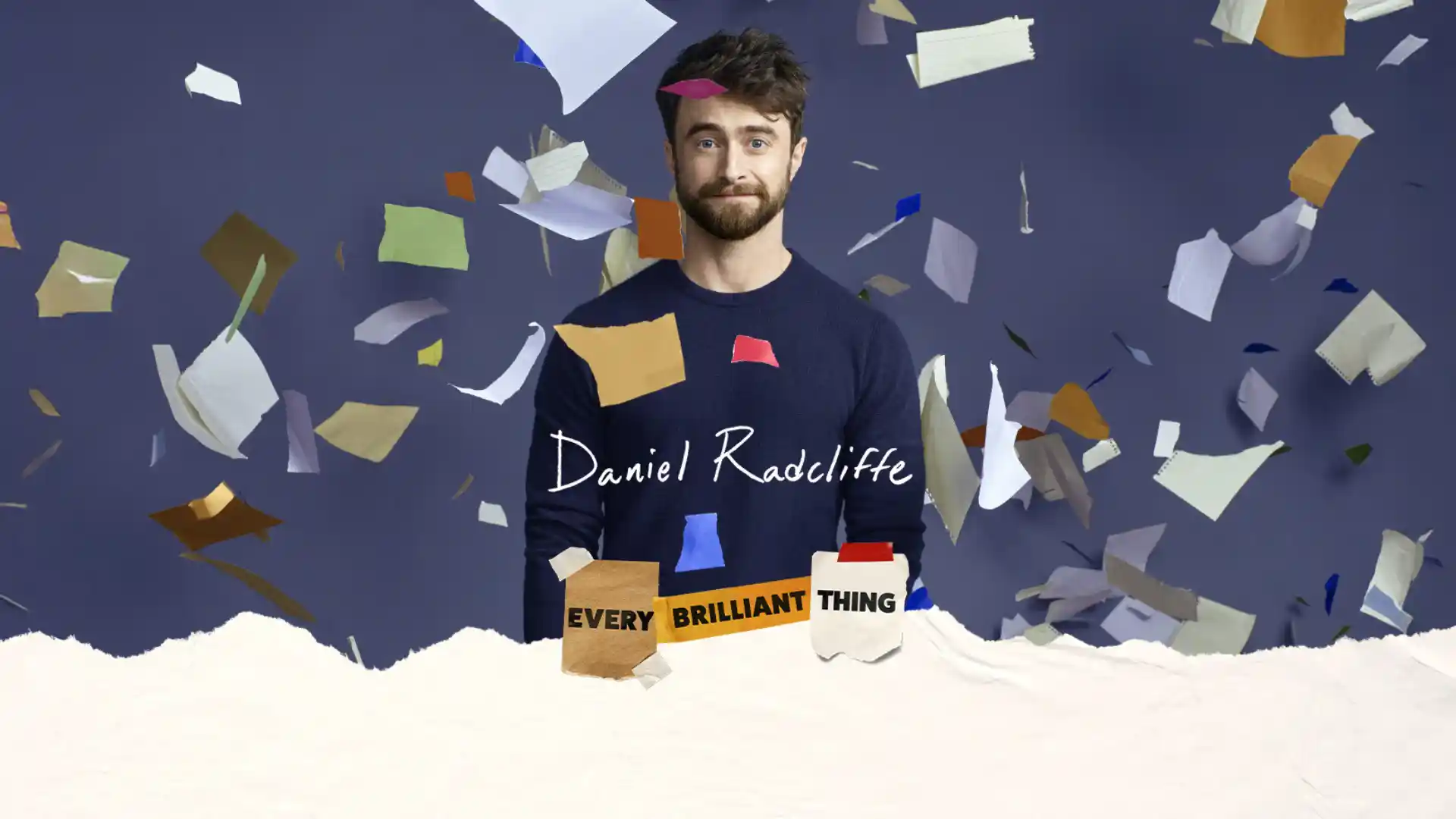 Every Brilliant Thing Broadway banner — een hartverwarmende onemanshow in het Hudson Theatre