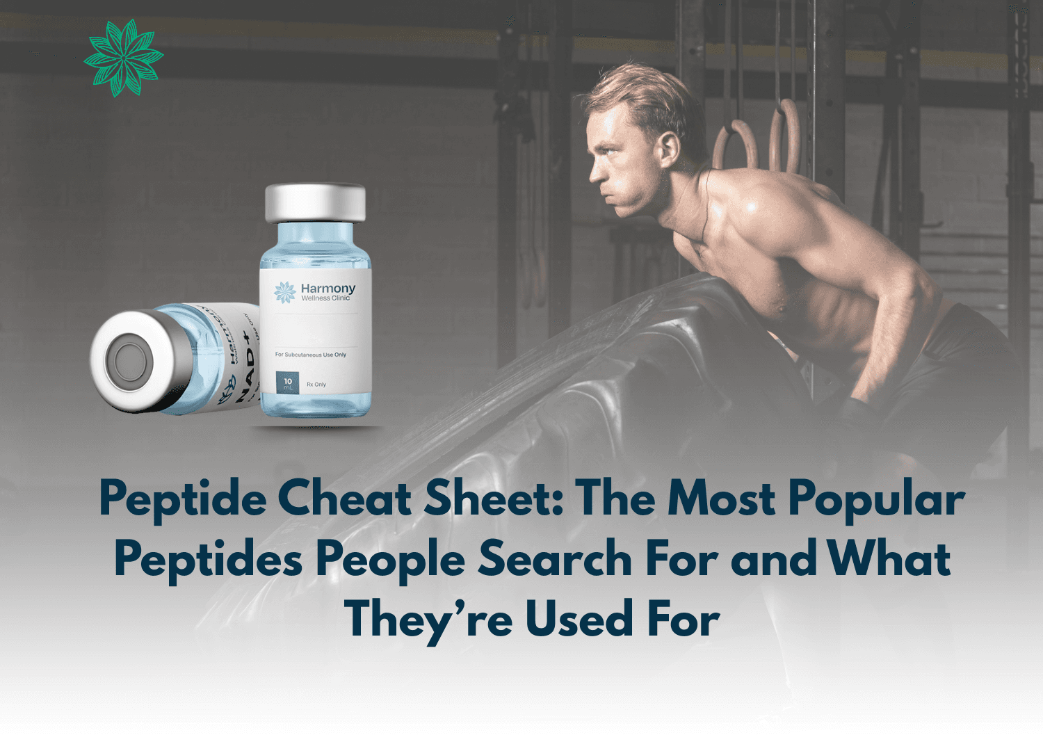 Clean peptide cheat sheet graphic showing popular peptides for fat loss, recovery, energy, and anti aging.