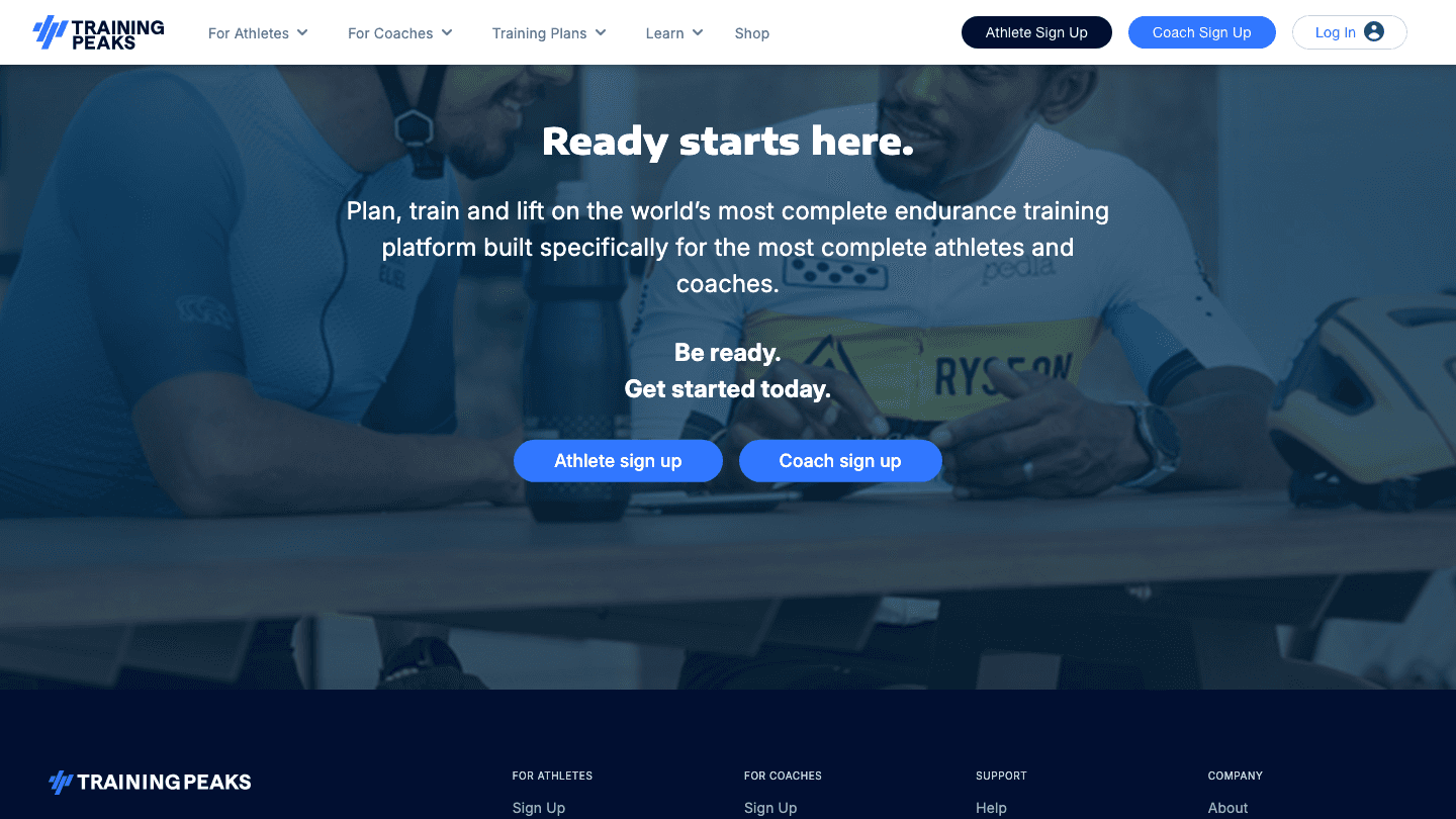 TrainingPeaks website screenshot
