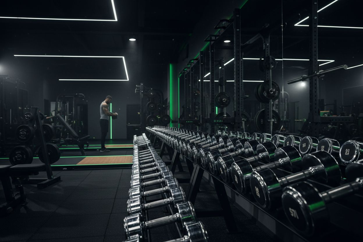 Gym equipment set up for strength training