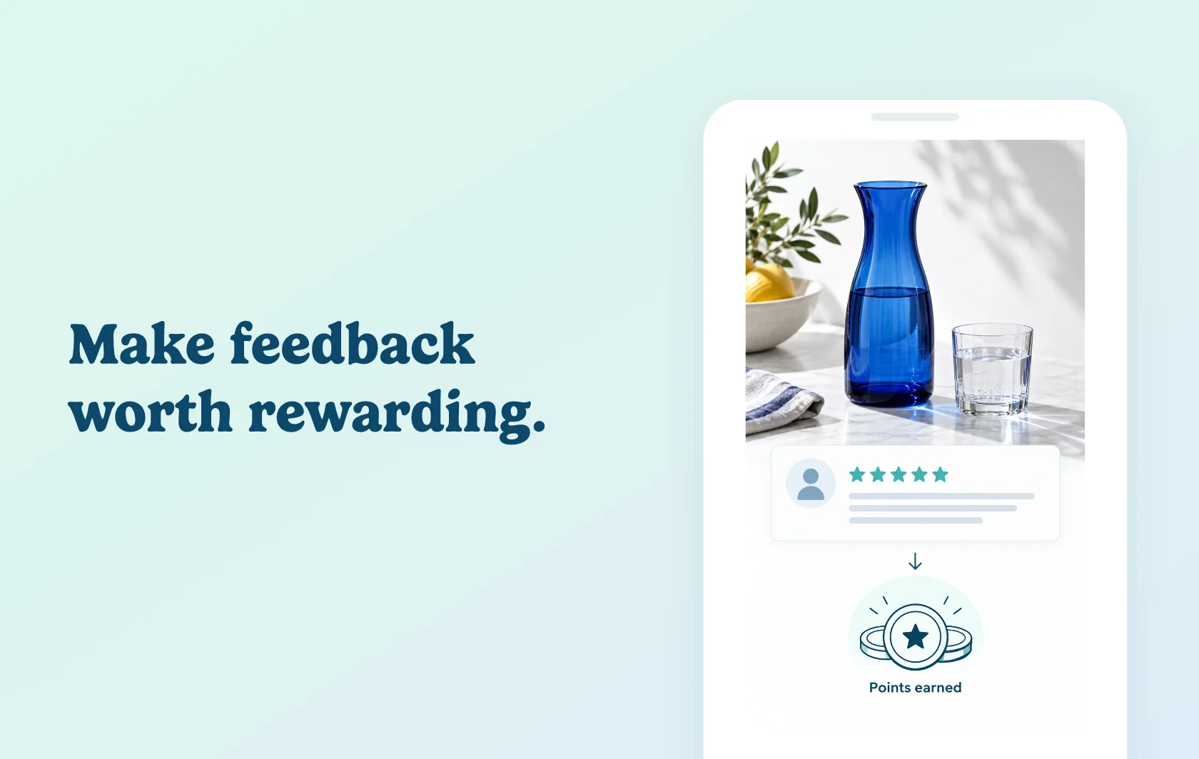 Judge.me and Mage Loyalty integration: illustration of a carafe review leading to points under a configured review reward.