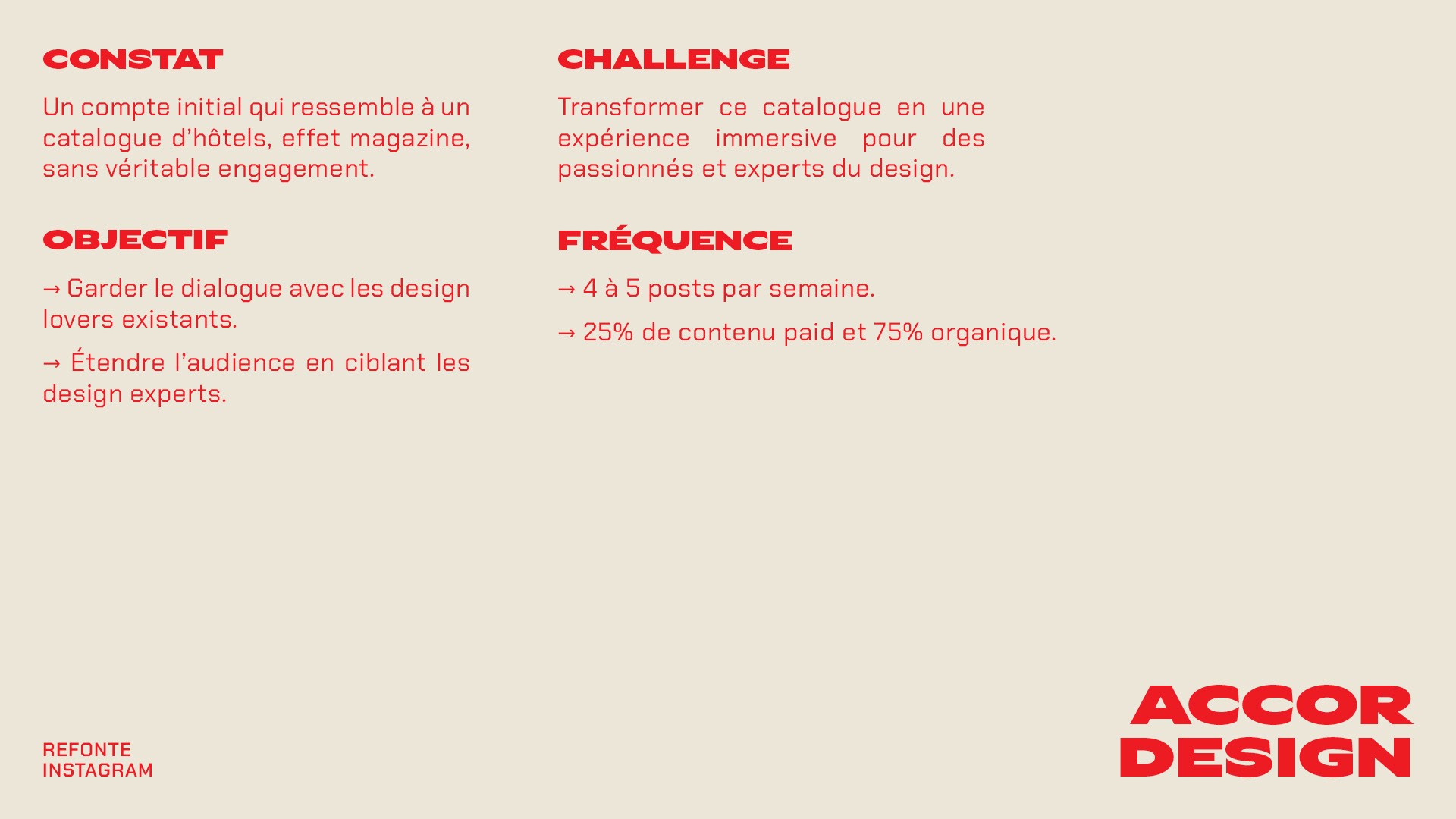 Stratégie social media et territoire visuel imaginés pour le compte Instagram de Accor Design