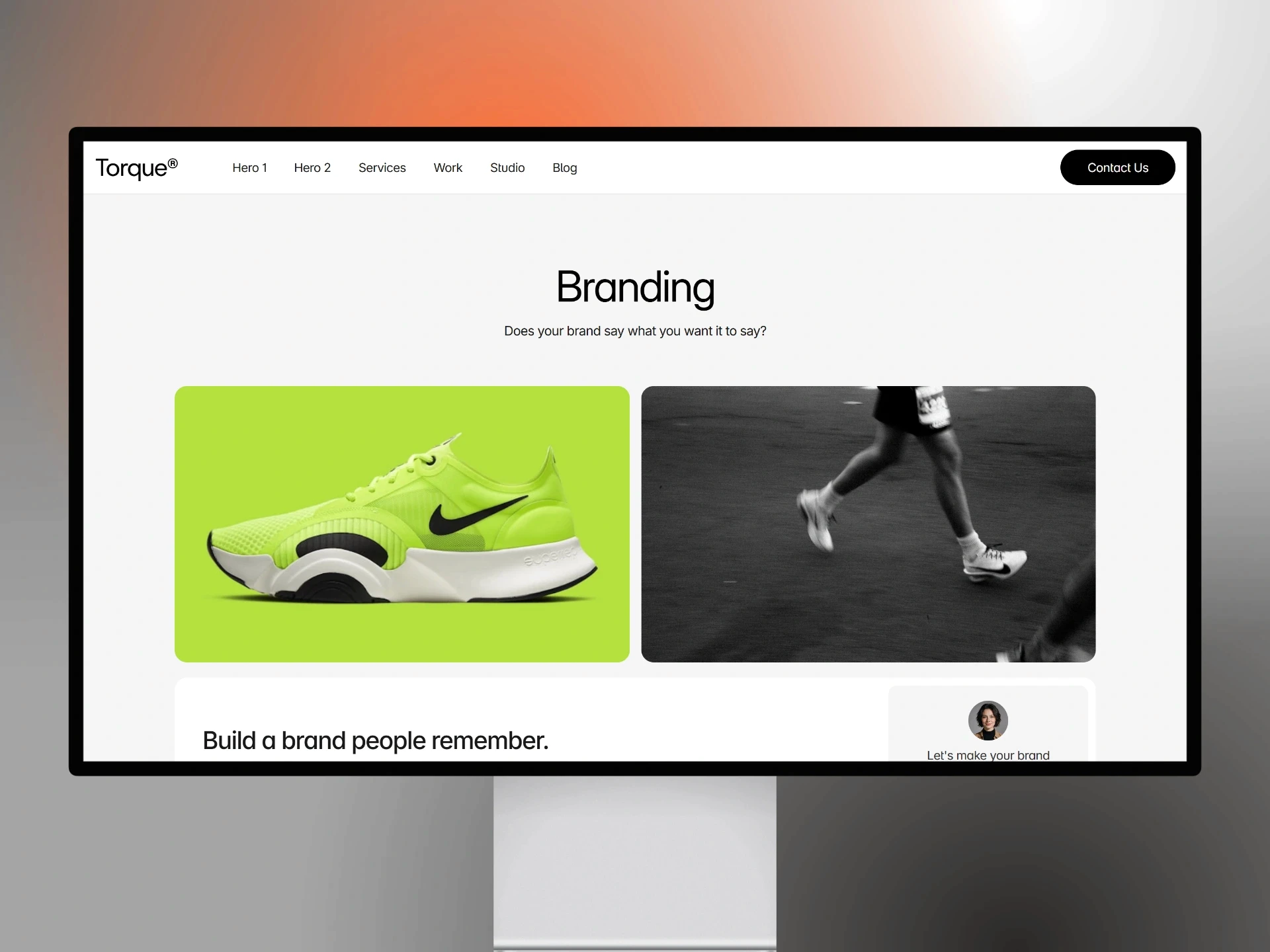Humanly studio template thumbnail with dark black background and orange accent color