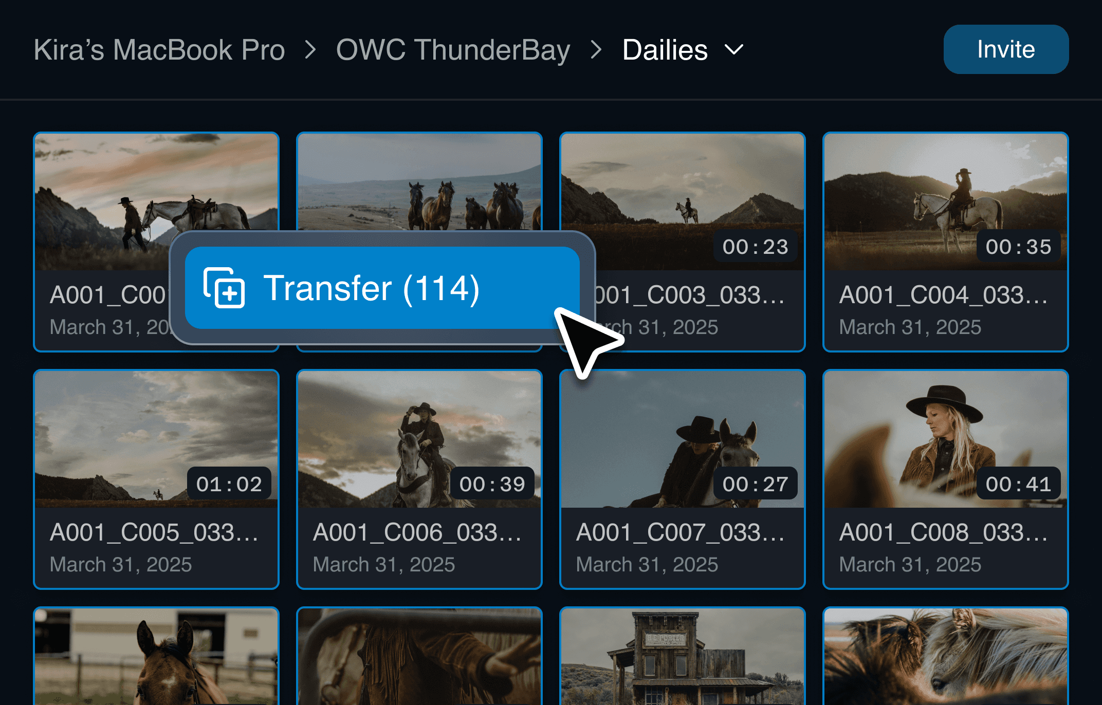 Select files to transfer