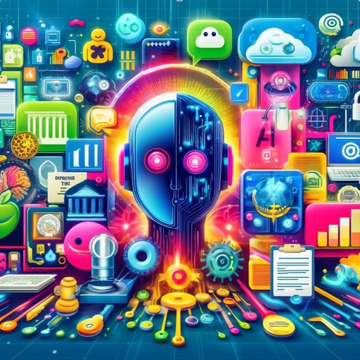  Illustration showcasing artificial intelligence concept with vibrant icons.