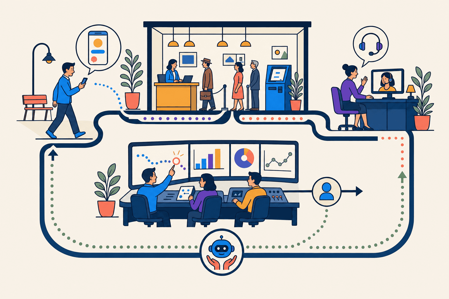Konzeptioneller Kreislauf für Customer Journey Analytics und verantwortete Lifecycle-Steuerung im Banking