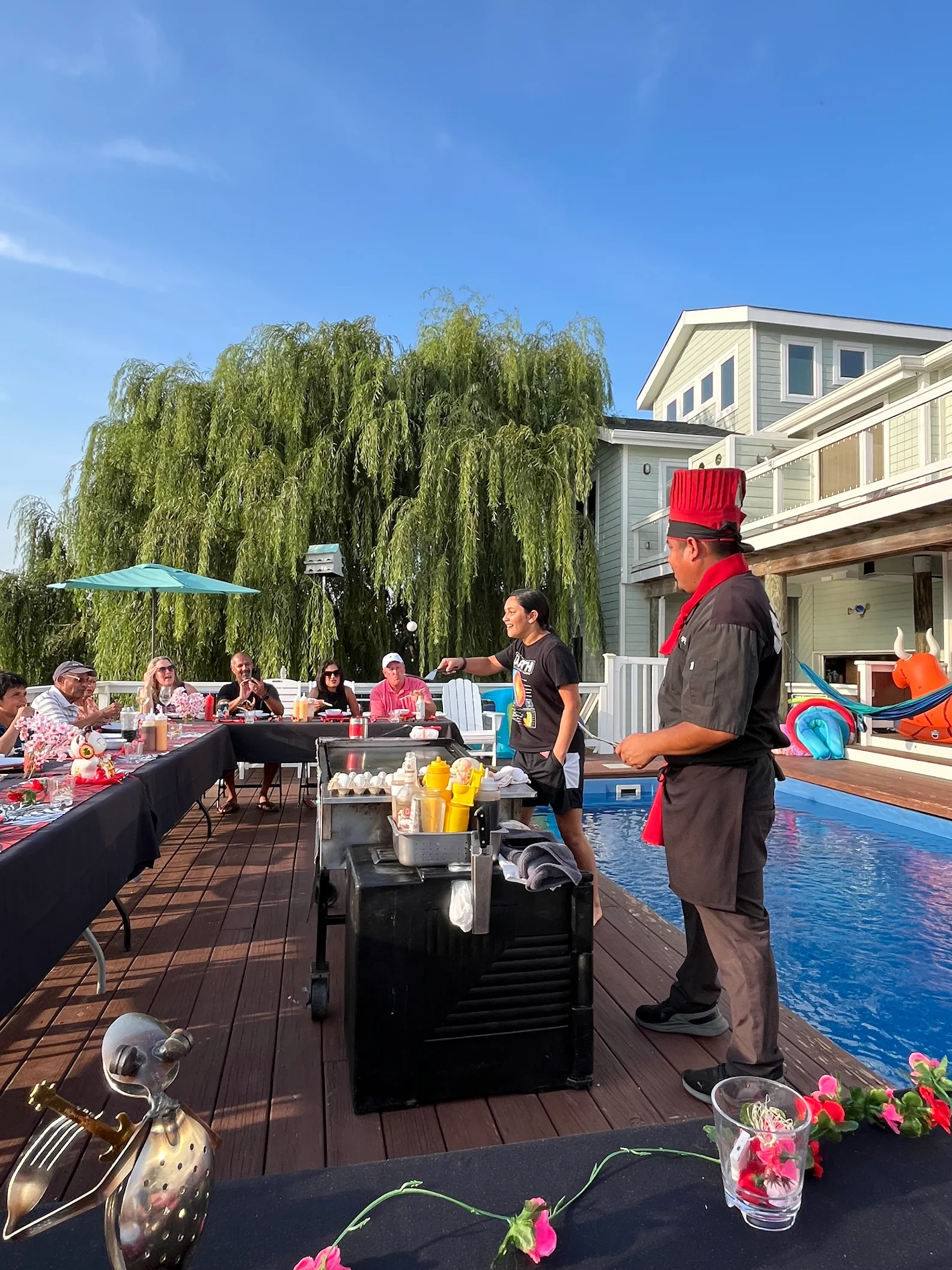 event catering setup with hibachi grill
