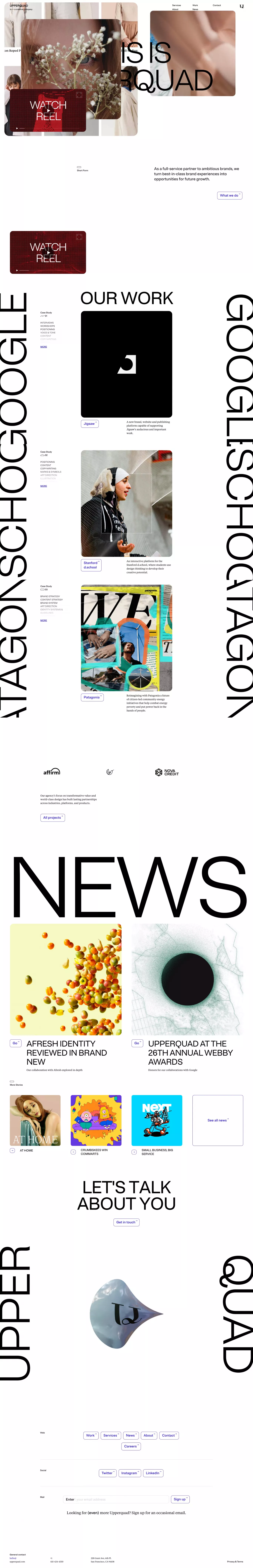 Upperquad portfolio page screenshot showcasing Design and Tech design