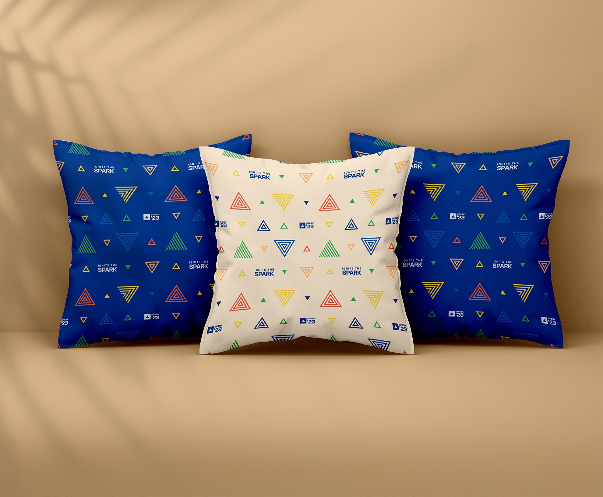 Image of cushions with SPARK branding. 