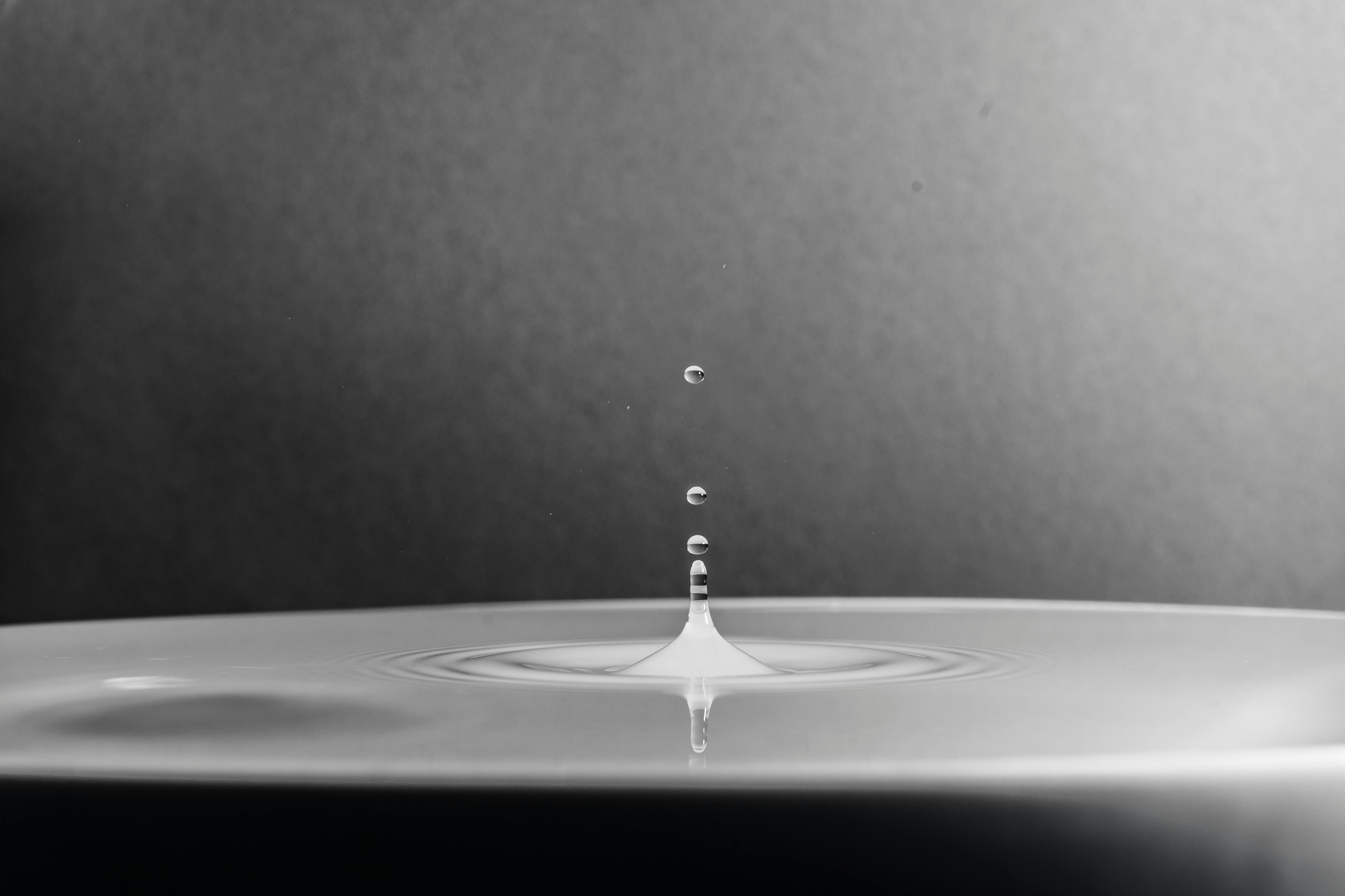 greyscaled water droplet