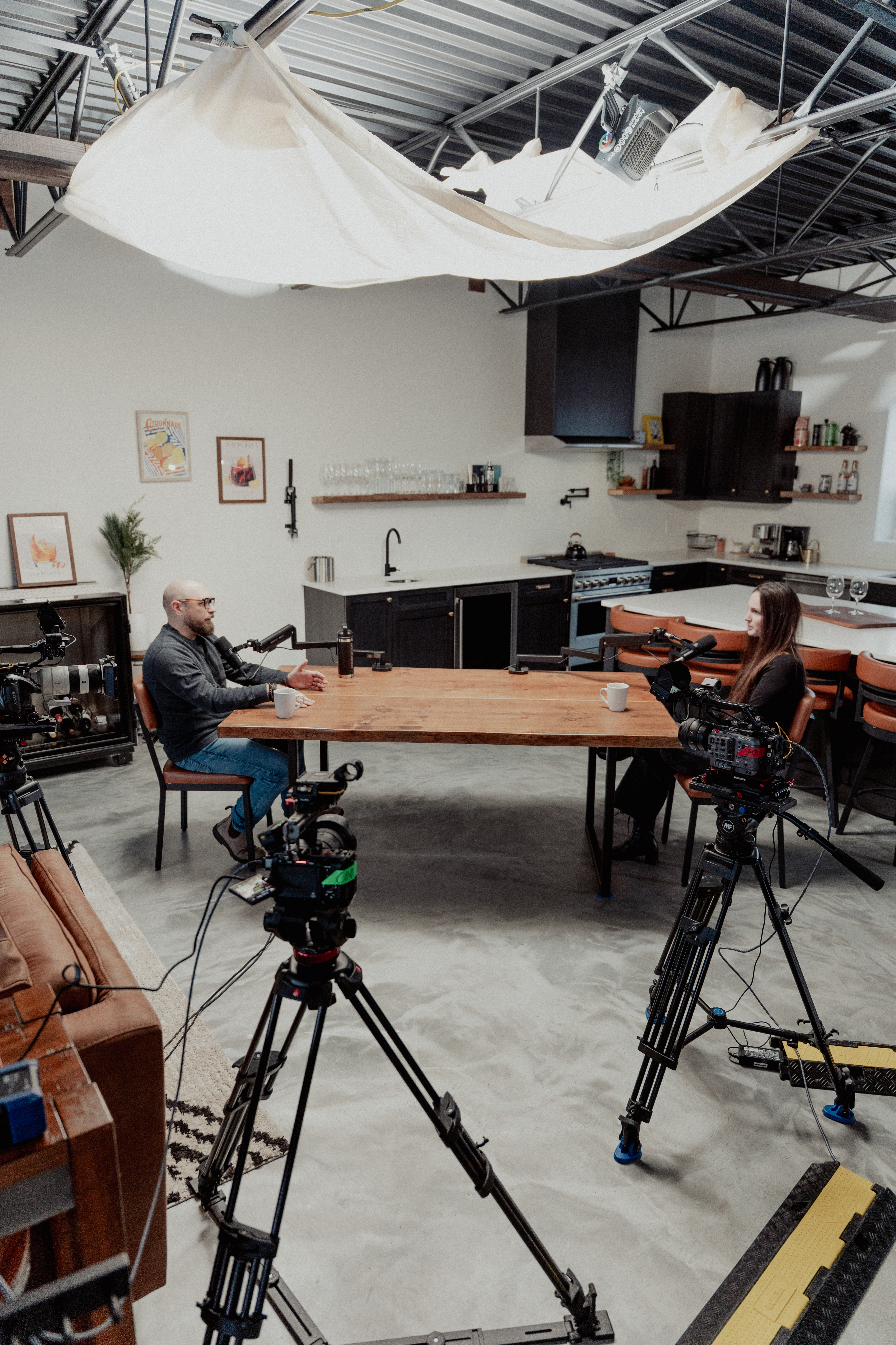 Studio setup at The Landing in Belleville, Ontario, prepared for recording a long-form conversation for the Amplified podcast