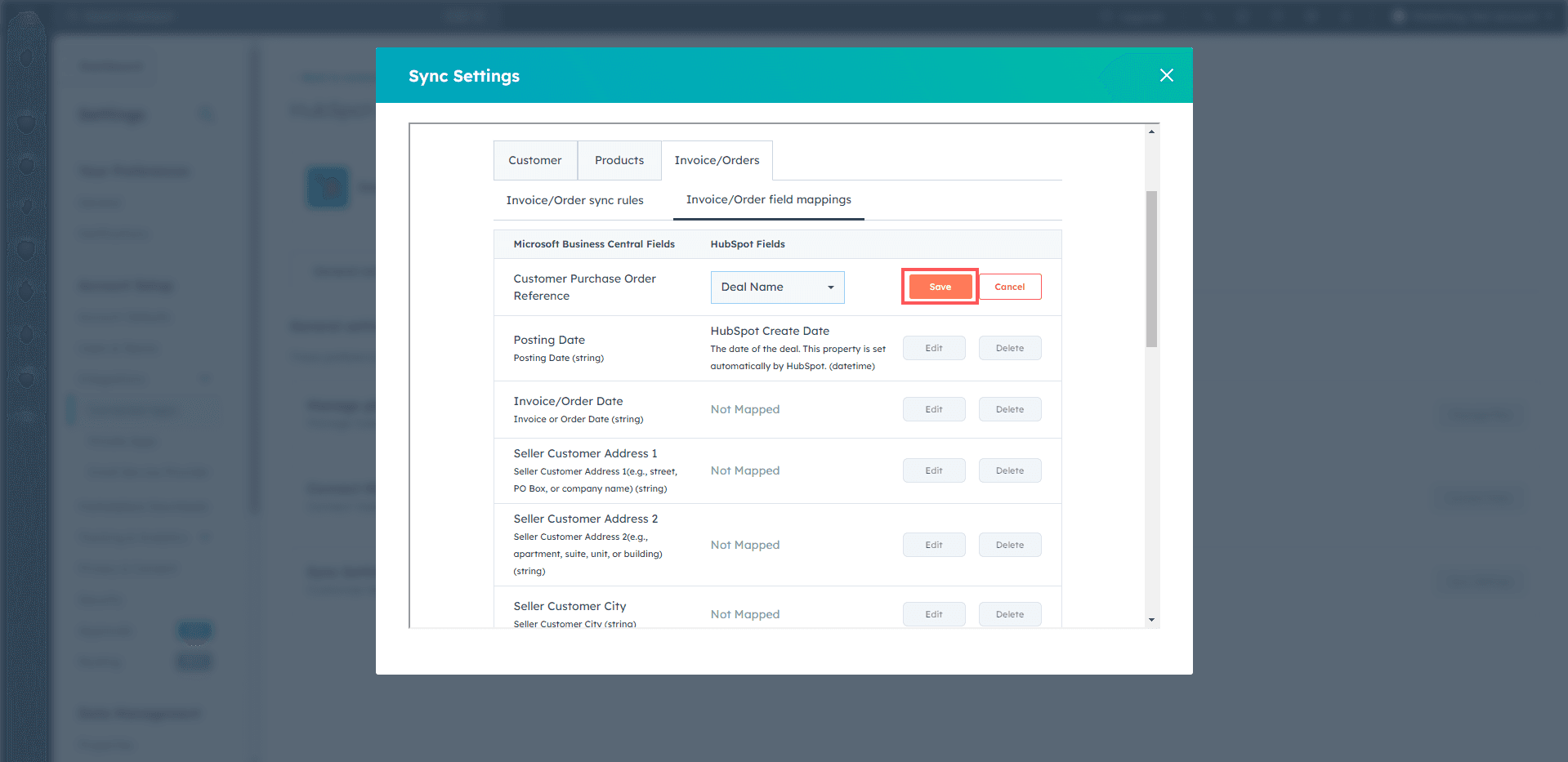 Setting Up Invoice/Order Field Mappings